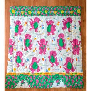 Lyons Group Barney And Friends Baby Bop Twin Size Comforter Blanket 1992 Vintage